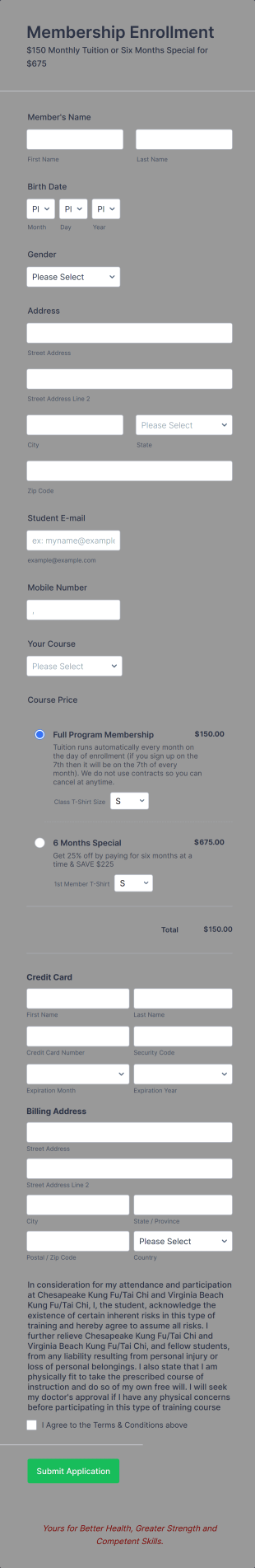 Basic Membership Enrollment Form Template