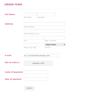 Basic Order Form Template
