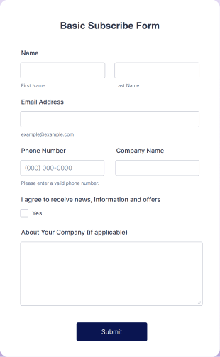 Basic Subscribe Form Template