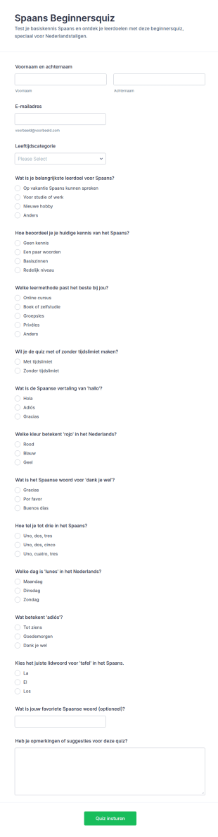 Basis Spaanse Quiz
