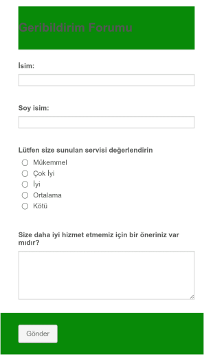 Basit Geribildirim Form Şablonu