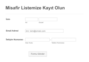 Basit Misafir Listesi Form Template