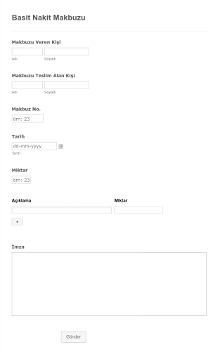 Basit Nakit Makbuzu Form Template