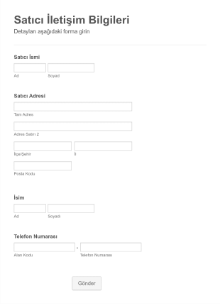 Basit Satıcı İletişim Form Template