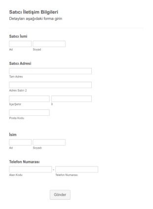 Basit Satıcı İletişim Form Şablonu