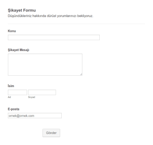 Basit Şikayet Form Şablonu