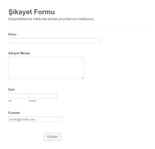 Basit Şikayet Form Şablonu