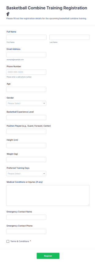 Basketball Combine Training Registration 🏀 Form Template