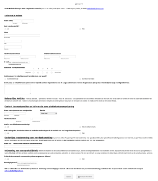Basketball League Registratieformulier