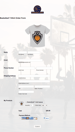 Basketball T Shirt Order Form Template