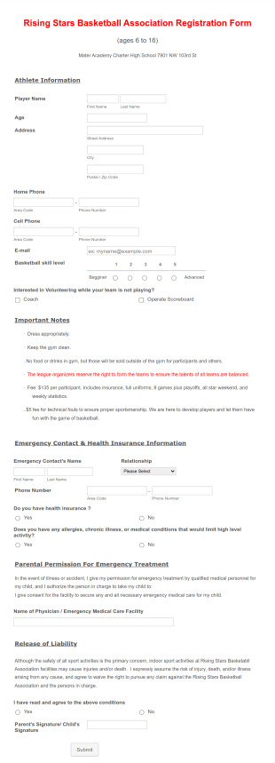 Basketball Tournament Registration Form Template | Jotform