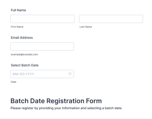 Batch Date Registration Form Form Template