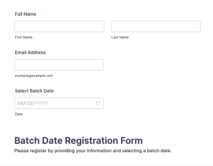 Batch Date Registration Form Template