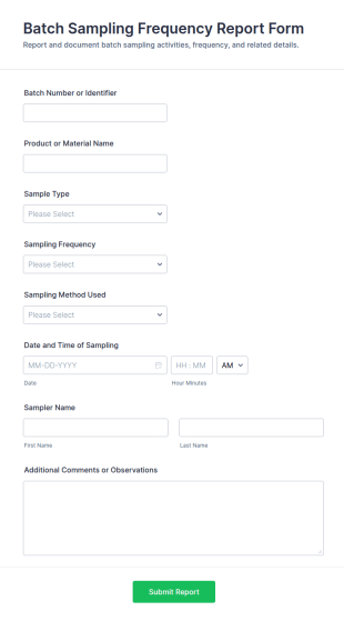 Batch Sampling Frequency Report Form Template