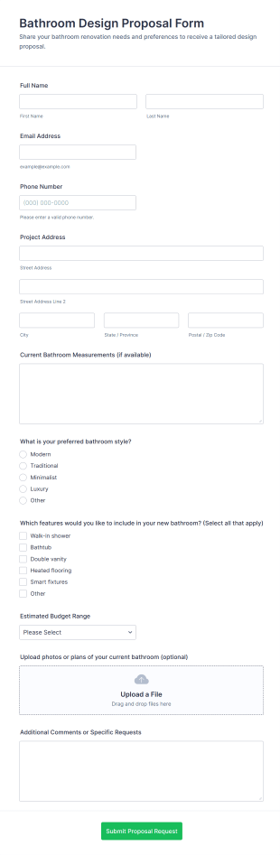 Bathroom Design Proposal Form Template