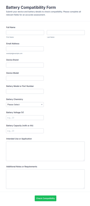 Battery Compatibility Form Template