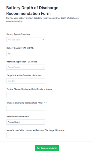 Battery Depth Of Discharge Recommendation Form Template