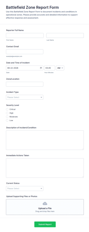 Battlefield Zone Report Form Template