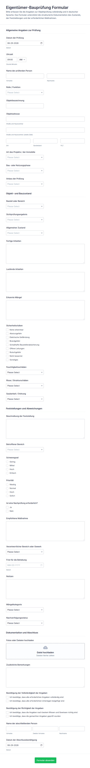 Bauherrenerklärung Zur Bauausführung Prüfung