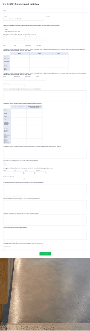 Baujob Bewerbungsformular Form Template