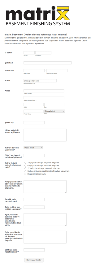 Bayilik Başvuru Form Şablonu
