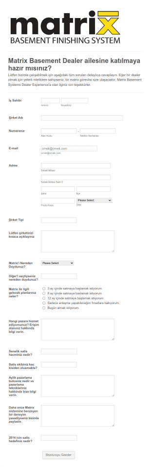 Bayilik Başvuru Form Template