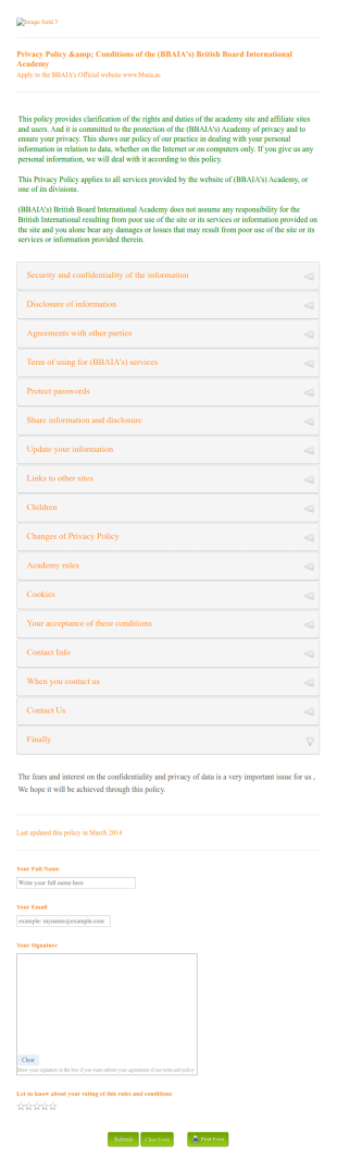 Privacy Policy And Conditions Agreement Form Template