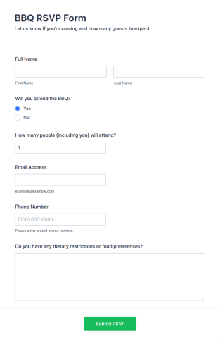 BBQ RSVP Form Template