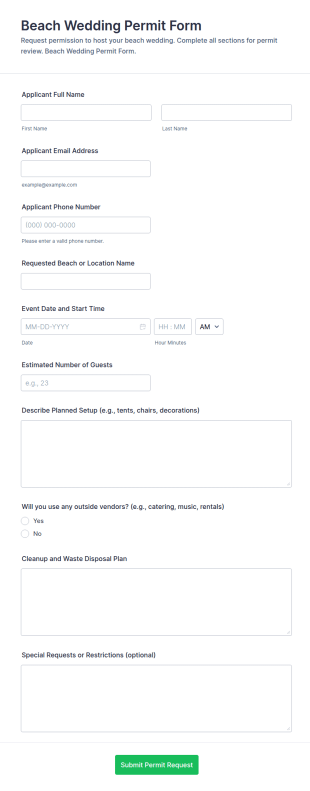 Beach Wedding Permit Form Template
