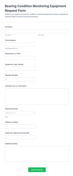 Bearing Condition Monitoring Equipment Request Form Template