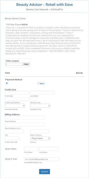 Beauty Advisor Course Registration Form Template