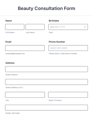 Beauty Consultation Form Template