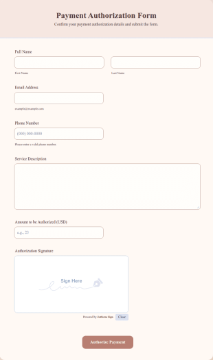 Beauty Payment Authorization Form Template