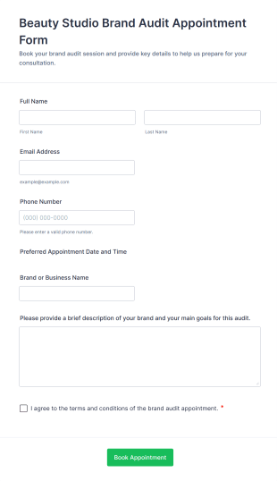 Beauty Studio Brand Audit Appointment Form Template