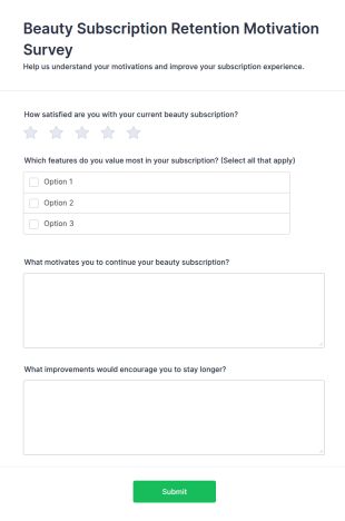 Beauty Subscription Retention Motivation Survey Form Template