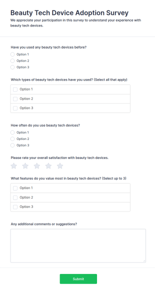 Beauty Tech Device Adoption Survey Form Template