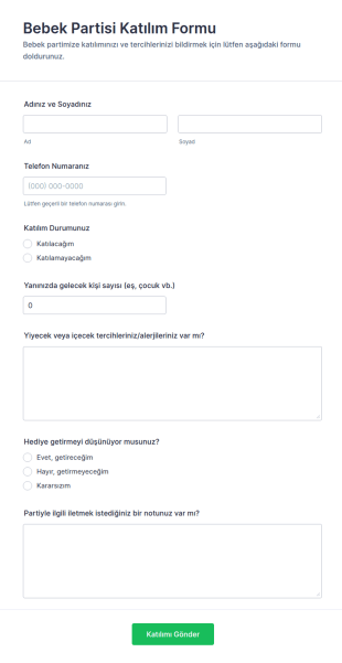 Bebek Partisi Katılım Form Şablonu