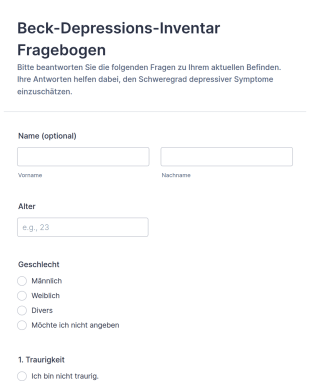 Beck Depressions Inventar Fragebogen
