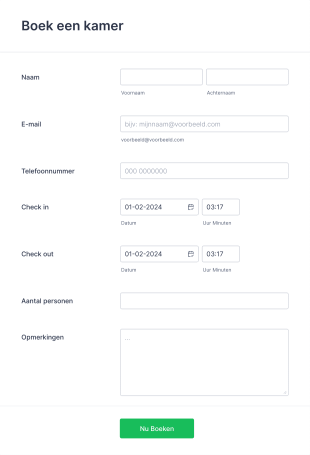 Bed En Breakfast Boekingsformulier Form Template