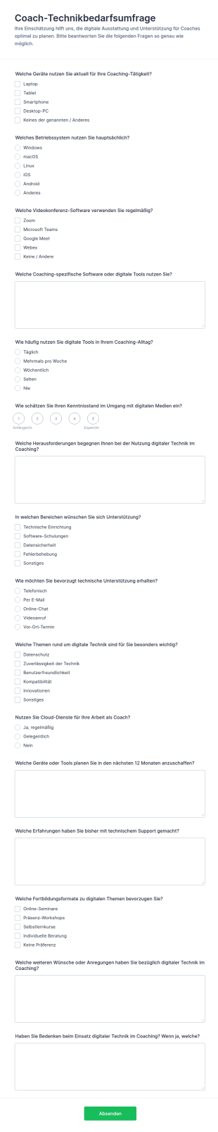 Bedarfsumfrage Für Coach Technologie