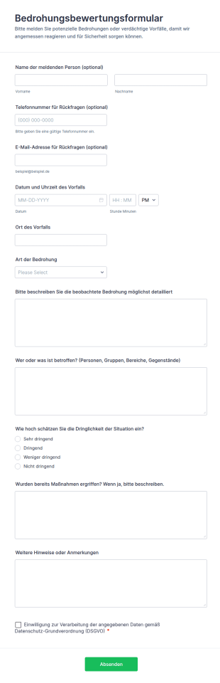 Bedrohungsbewertungsformular