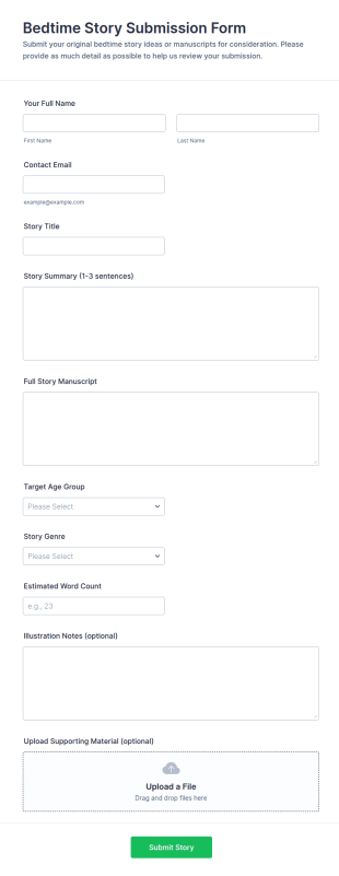 Bedtime Story Submission Form Template