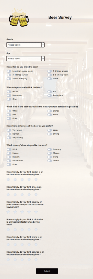 Beer Survey Form Template