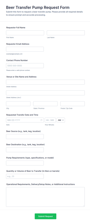 Beer Transfer Pump Request Form Template