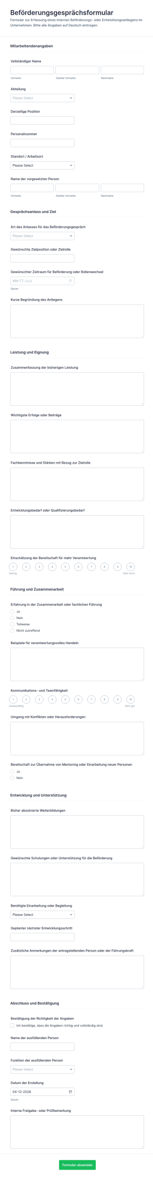 Beförderungsgespräch Formular