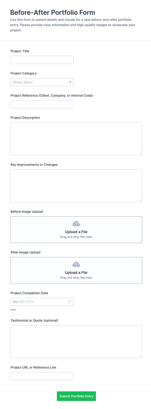Before After Portfolio Form Template