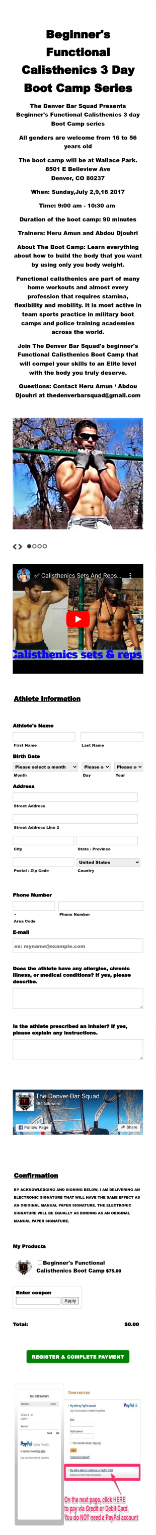 Beginner S Functional Calisthenics Boot Camp Form Template