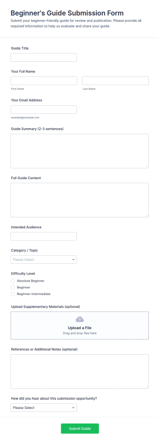 Beginner's Guide Submission Form Template