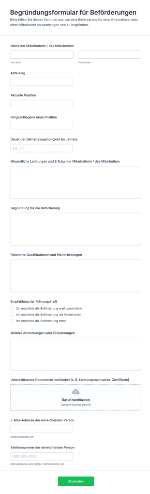 Begründungsformular Für Beförderungen