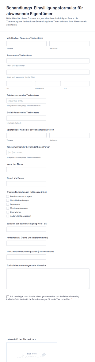 Behandlungs Einwilligungsformular Für Abwesende Eigentümer